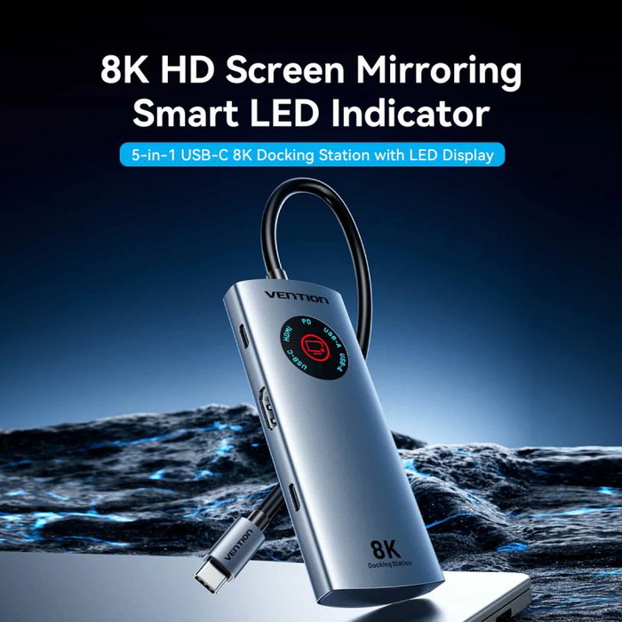 Vention Docking Station 8K 5 en 1 USB-C Gris TQXHB